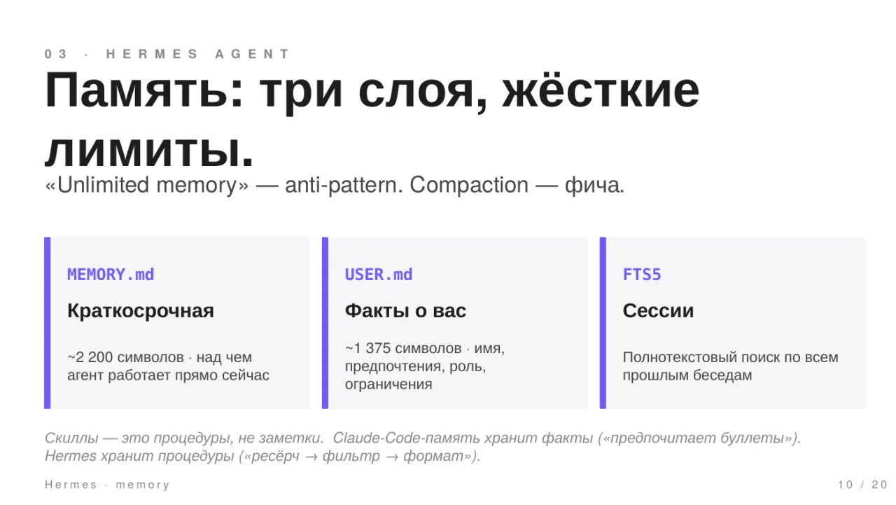 Слайд 10: Память три слоя жёсткие