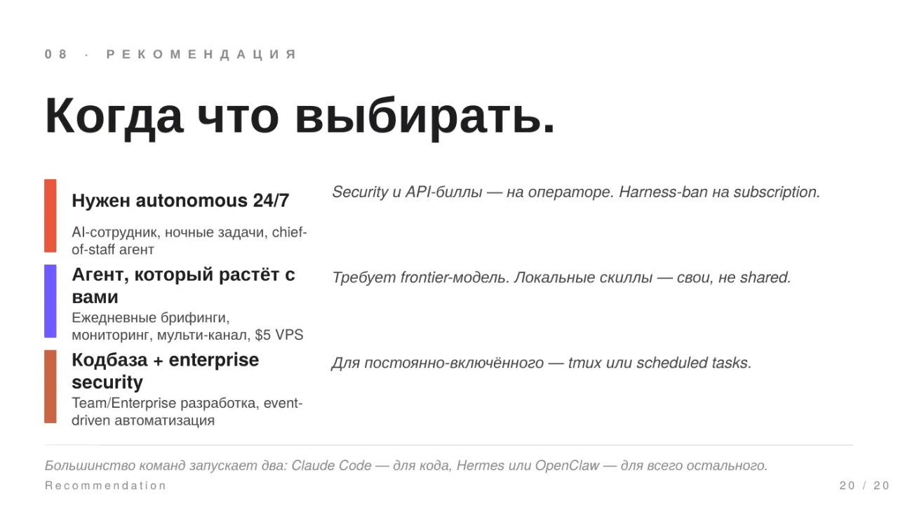 Слайд 20: Когда что выбирать
