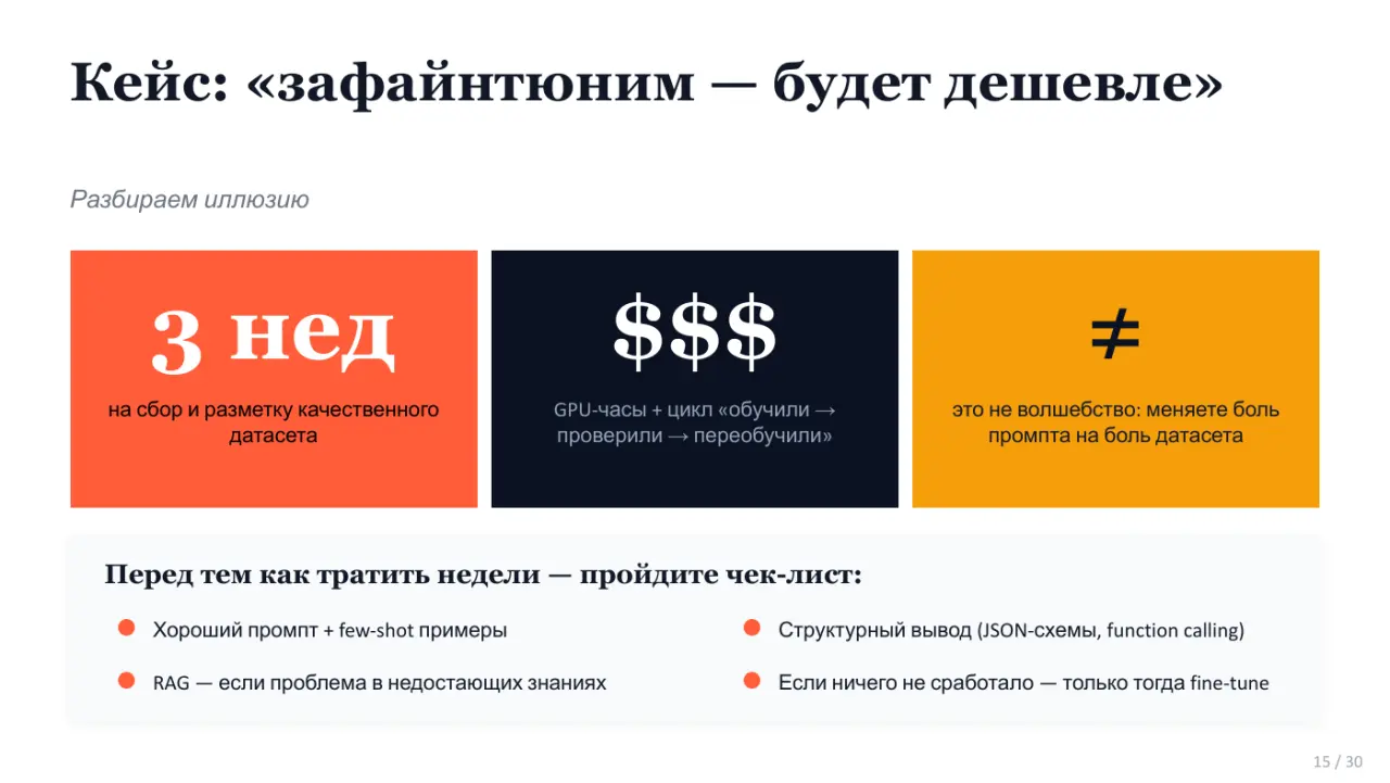 Слайд 15: Кейс: «зафайнтюним — будет дешевле»