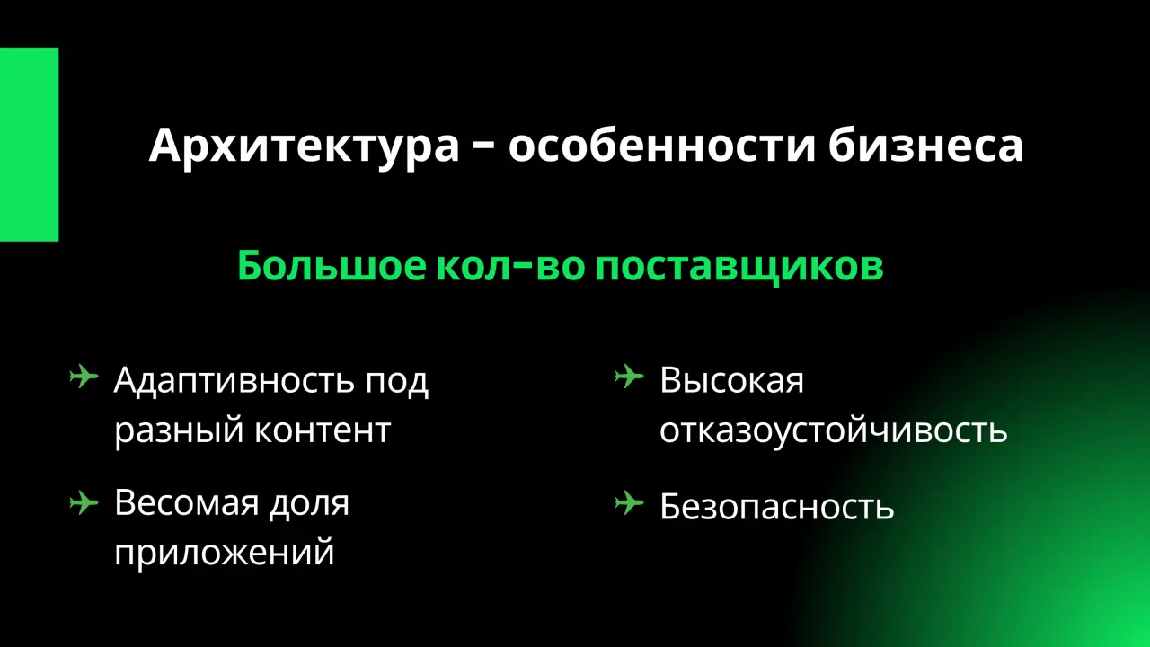 Слайд 15: Архитектура - особенности бизнеса